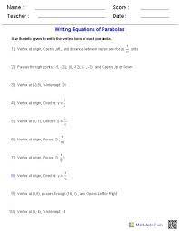 Writing Equations Quadratics Graphing