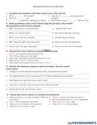 Complete The Sentences Using The Prompts In Brackets - Open Mind elementary review worksheet