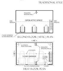 3 Car Loft Garage Plan 2280 3 46 X