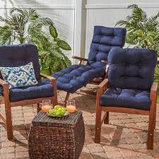 Solid Navy Outdoor Dining Chair Cushion
