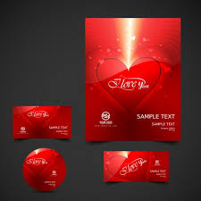Valentines Stationery With Shiny Heart Vector Free Download