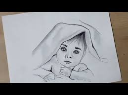 Backup zwallow cartoon baby holding paper and pencil logo. Pencil Drawing Of Cut Baby Baby Drawing Youtube
