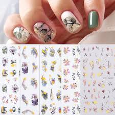 6 pcs flowers nail art stickers decals