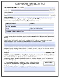 Download Manufactured Mobile Home Bill Of Sale Form