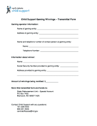 Fillable Online Child Support Gaming Winnings Transmittal