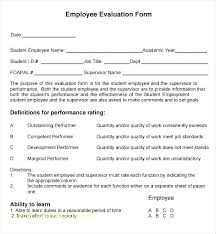 Sample Employee Review Document Performance Form Feedback
