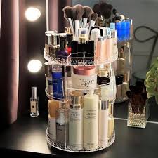 stand acrylic round makeup organizer at