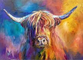 Highland Cows Colourful Paintings