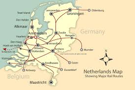 rail and city map of the netherlands