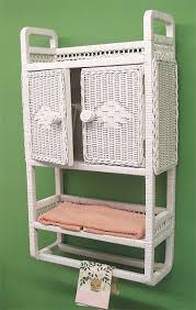 Wicker Cabinet With Towel Bar White
