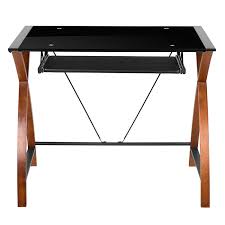 computer desk with black tempered glass