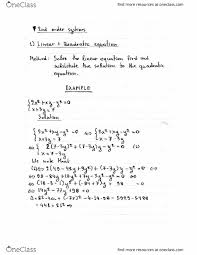 Class Notes For Mathematics At Ohio