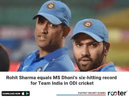 Image result for Rohit Sharma equals MS Dhoni’s six-hitting record in ODIs