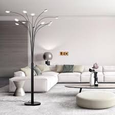 Artiva Quan Money Tree 84 Inches Led Arched Matte Black Floor Lamp Led806812fb The Home Depot
