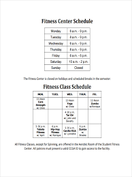 fitness schedule 10 exles format