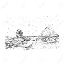 The pyramids of giza were built using techniques that took centuries to develop. The Great Sphinx And The Pyramid In Giza Cairo Egypt Hand Royalty Free Cliparts Vectors And Stock Illustration Image 122410163