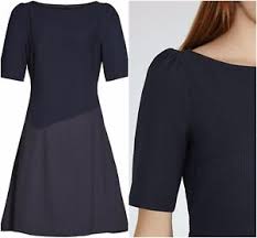 Details About Ex Reiss Textured Fit Flare Shift Office Cocktail Navy Dress