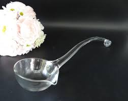 hand blown clear glass punch bowl ladle