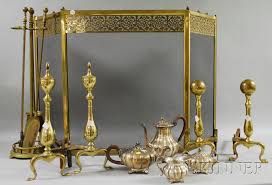 Brass Andirons Folding Screen