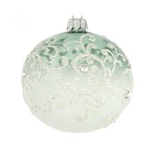 Silver And Green Glass Ball Ornament