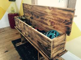 how to make a burnt wood storage bench