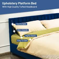 Full Tufted Upholstered Platform Bed