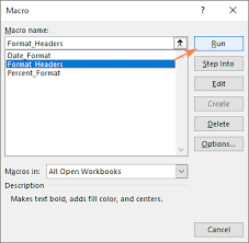 in excel and create a macro on