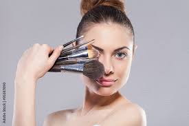 beauty with makeup brushes