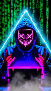 neon hacker with triangle