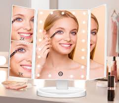 lighted makeup mirror on the