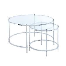 Convenience Concepts Royal Crest Nesting Round Coffee Table Clear