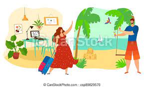 The dimensional era (commonly abbreviated as cn dimensional) is cartoon. Goes From Work To Rest Summer Vacation Concept Travel Tour Happy Trip Man On Beach Cartoon Style Vector Illustration Canstock