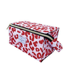 flat makeup box bag pink leopard