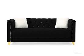 Galaxy Home Furnishings Rus Tufted Upholstery Sofa Finished With Velvet Fabric In Black