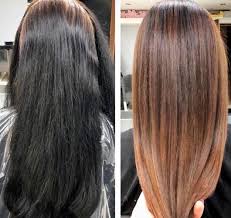 When dying or bleaching hair, it's recommended to wear gloves to protect hands against chemicals and staining. How To Lighten Dyed Black Hair To Light Brown