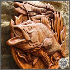 Crucian Carp Graceful Wood Carving