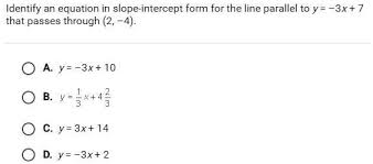 Slope Intercept Form For The Line Parallel