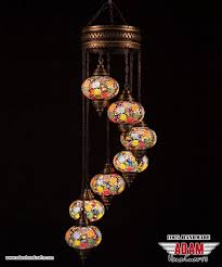 set of 7 mosaic spiral chandelier lamp