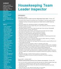 housekeeping team leader inspector