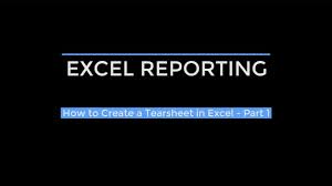 how to create a tearsheet in excel part