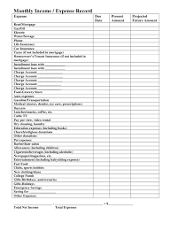 Monthly Income Expense Record Template Download Printable