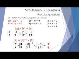 Matrices And Simultaneous Equations