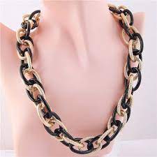 u s fashion whole jewelry punk style thick chain weaving pattern bold statement necklace black and golden