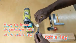 install adjule feet on a table leg