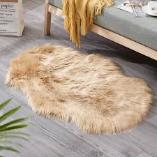 ylhhome shiny fur sheepskin soft carpet