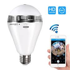 Camera Bulb Vr Panoramic Bulb Camera With 360 Degree Fisheye Lens Wireless Wifi Panoramic Ip Camera Hidden Cameras For Home Led Lights Bulb For Home Security System Camera Android Ios App White