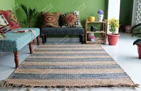 navy blue with beige handmade hemp rug