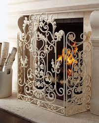 Antiqued White Fireplace Screen White