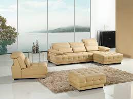 Cream Faux Leather Sectional Sofa