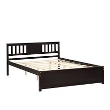 Urtr Simple And Modern 63 86 In W Espresso Queen Wood Frame Platform Bed Frame Sy Bed With Wood Slats And Headboard Brown